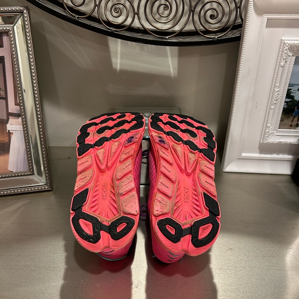 Hoka Rincon 3 Women's Pink and Purple Cushioning Running Shoes - Picture 13 of 14